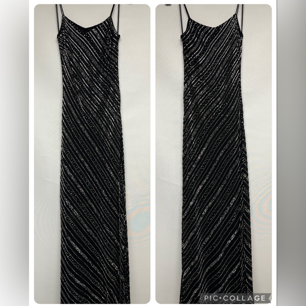 Adrianna Papell beaded sleeveless long black formal gown - Picture 7 of 9